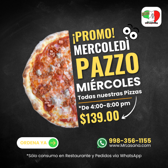 Miércoles de 4:00 pm a 8:00 pm ¡Todas nuestras Pizzas a $139.00!